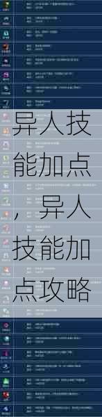 异人技能加点,异人技能加点攻略